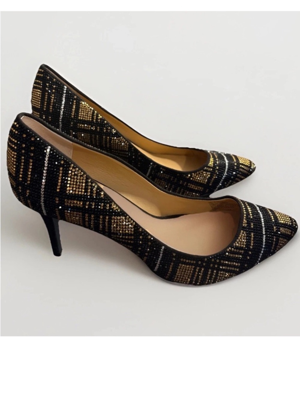 INC International Concepts Black and Gold Pointed-Toe Sequin Pumps Size 9 M